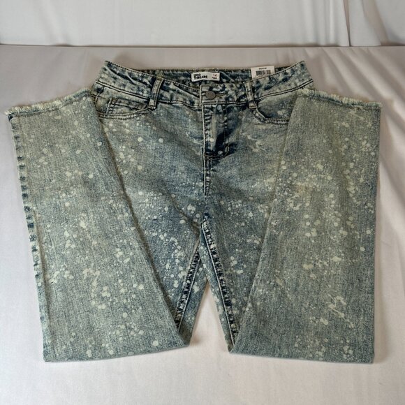 Girls Size 14 Acid Wash Denim Straight Leg Raw Fringe Bottom Trendy Y2K Fun NWT - Picture 13 of 13